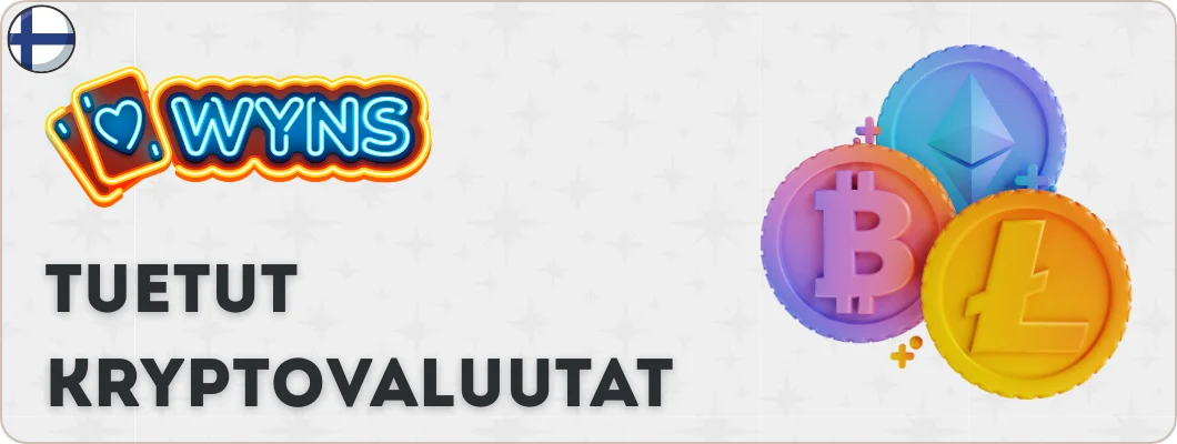 Wyns Casino kryptomaksut Bitcoin Ethereum ja USDT talletus