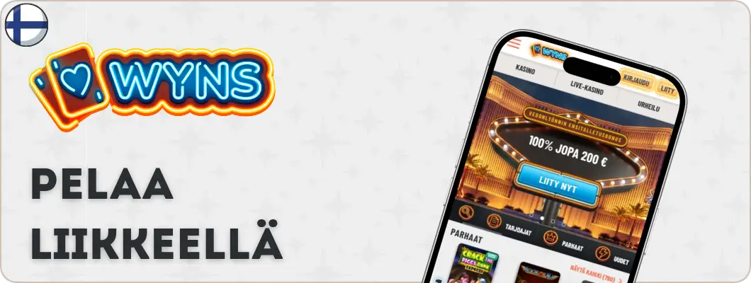 Wyns Casino mobiilipelaaminen PWA-sovellus iOS ja Android