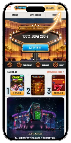Wyns Casino rekisteröitymispainike sivuston oikeassa yläkulmassa